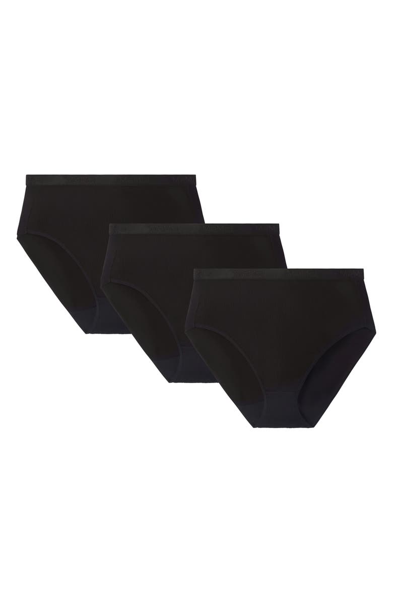 MeMoi Seamless Rib 3-Pack Briefs, Alternate, color, Black