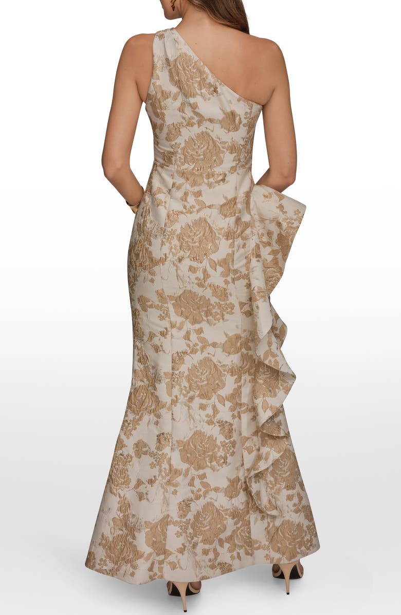 Donna Karan New York One-Shoulder Cascading Ruffle Gown, Alternate, color, Gold Multi
