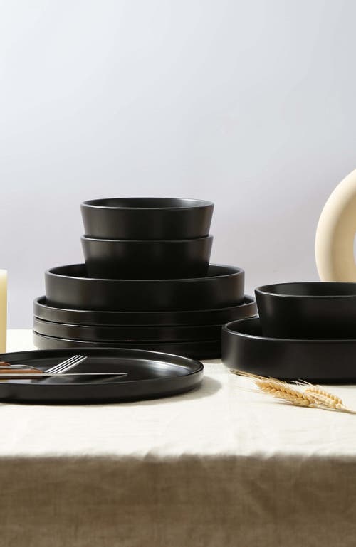 Stone Lain Celina Stoneware 12-piece Dinnerware Set, Cereal And Dinner Bowls In Black