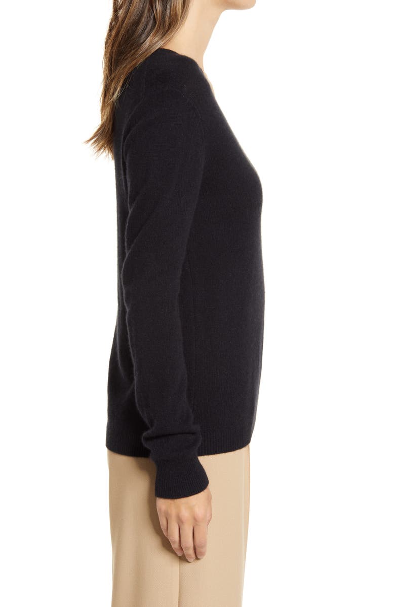 Nordstrom Cashmere V-Neck Sweater, Alternate, color, Black Rock