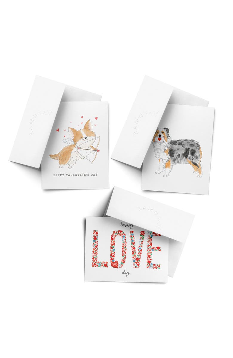 Ramus & Co Love/Valentine's Assorted Greeting Card Pack (3ct) "Corgi Cupid, Happy Love Day, Aussie Love Mail", Main, color, Multi-Pack