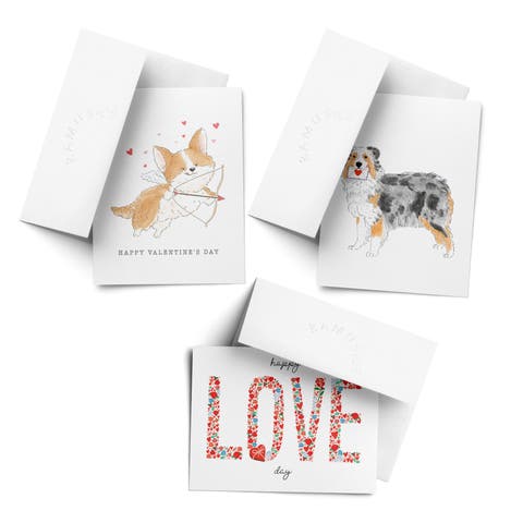 Love/Valentine
s Assorted Greeting Card Pack (3ct) "Corgi Cupid, Happy Love Day, Aussie Love Mail"