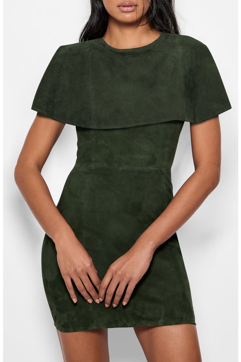 Selene Stretch Suede Dress, Alternate, color, Military Green