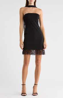 Lace Trim Tube Dress with Scarf