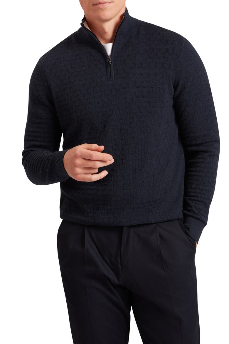 Jeremee Quarter Zip Sweater, Main, color, NAVY
