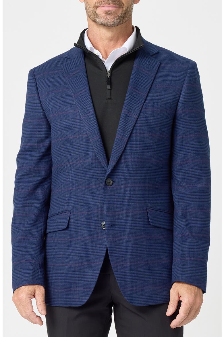 Plaid Stretch Sport Coat, Main, color, NAVY