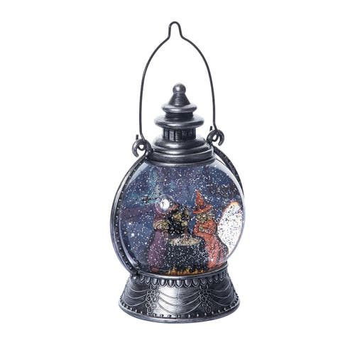 Transpac Plastic Witch Water Globe Halloween Decoration Battery Operated In Black