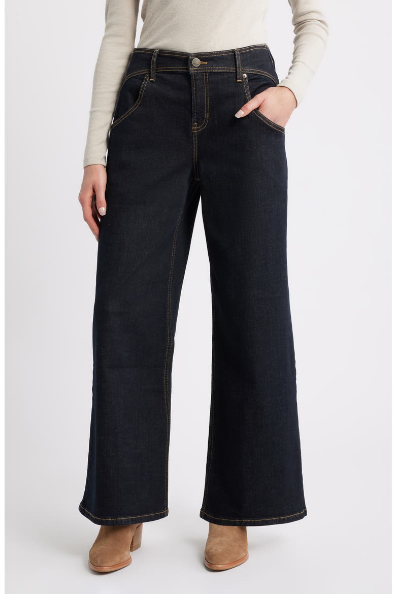 Curve Yoke Wide Leg Ankle Jeans, Main, color, INDIGO