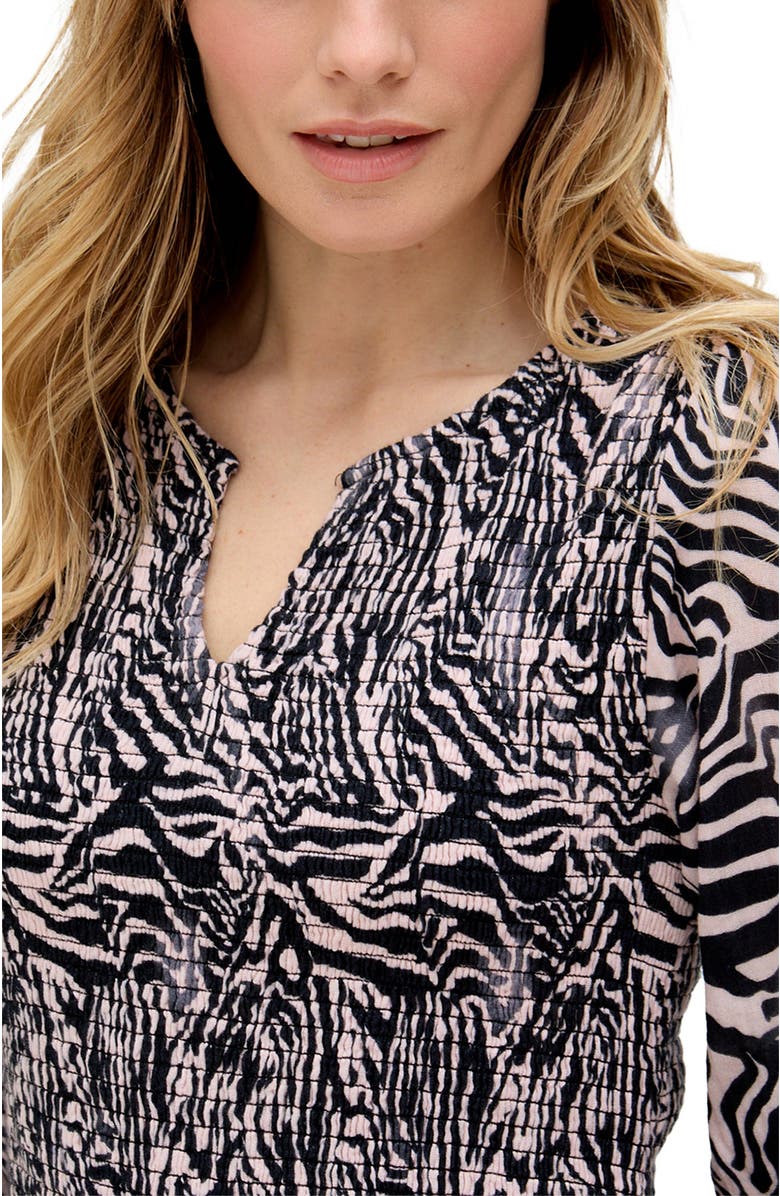 Raffya Paulina Shirred Bodice Zebra Print Maxi Dress, Alternate, color, Black