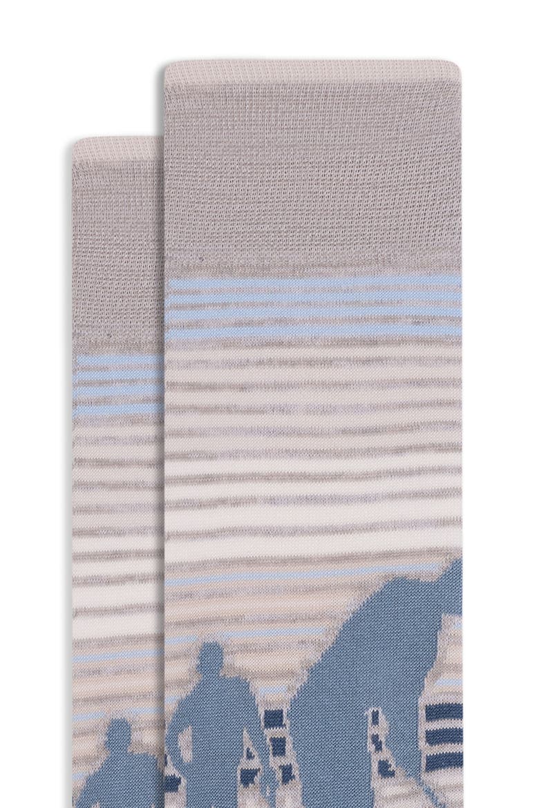 Golf Stripe Cotton Blend Dress Socks, Alternate, color, STONE