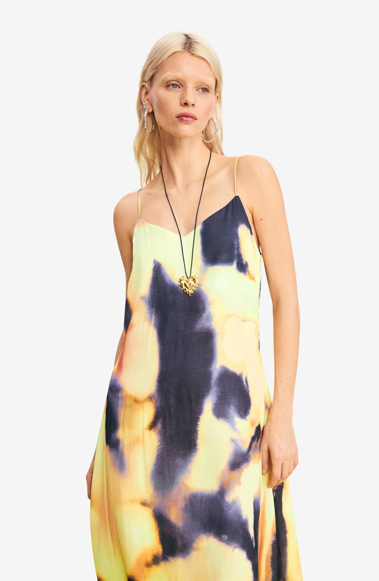 Desigual Sleeveless Midi Dress, Alternate, color, Black/ Yellow