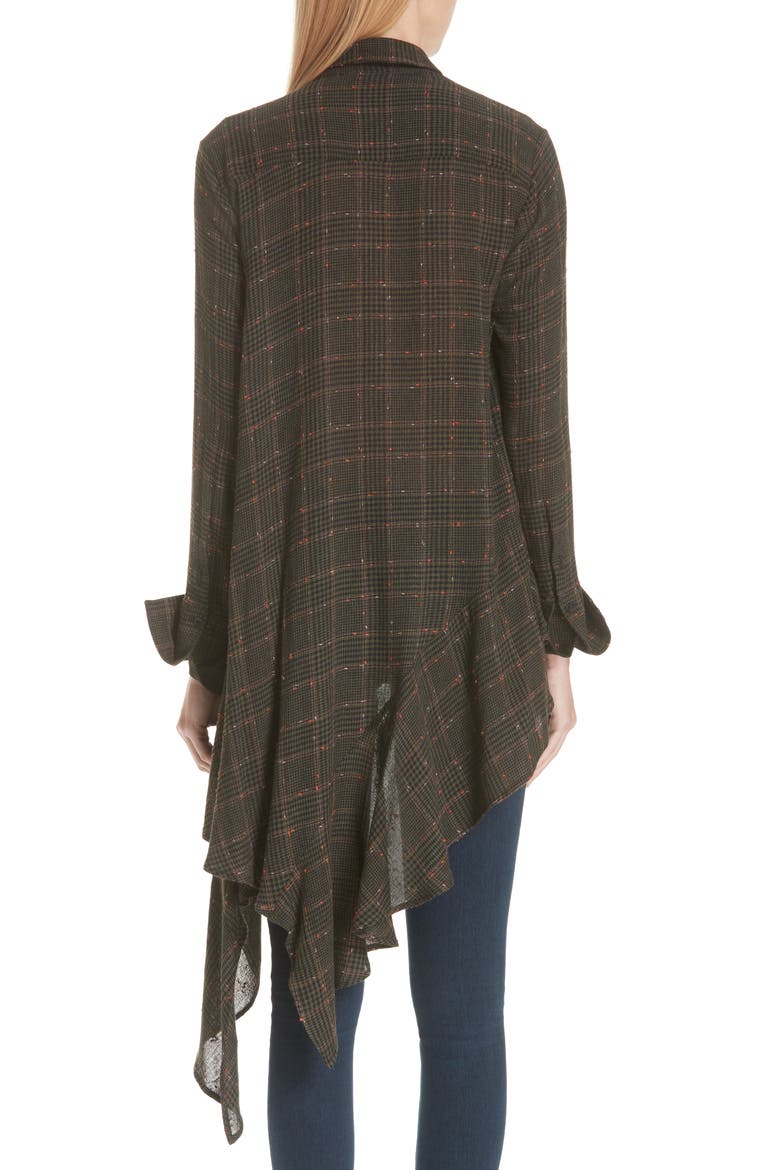 Asymmetrical Ruffle Blouse, Alternate, color, CROCODILE CHECK