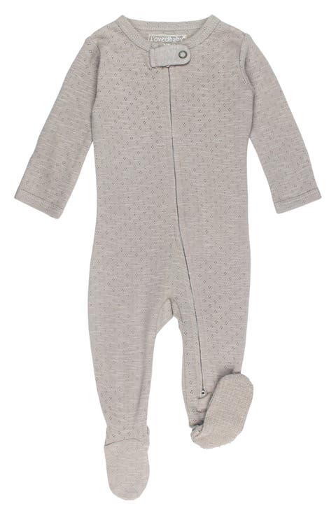 Pointelle Printed White Diamond Footie & Bonnet