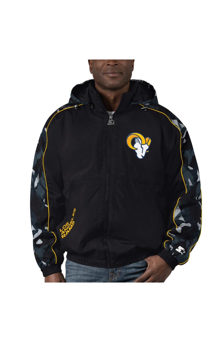 STARTER Men's Starter Black Los Angeles Rams Thursday Night Gridiron Full-Zip Hoodie, Main, color, 