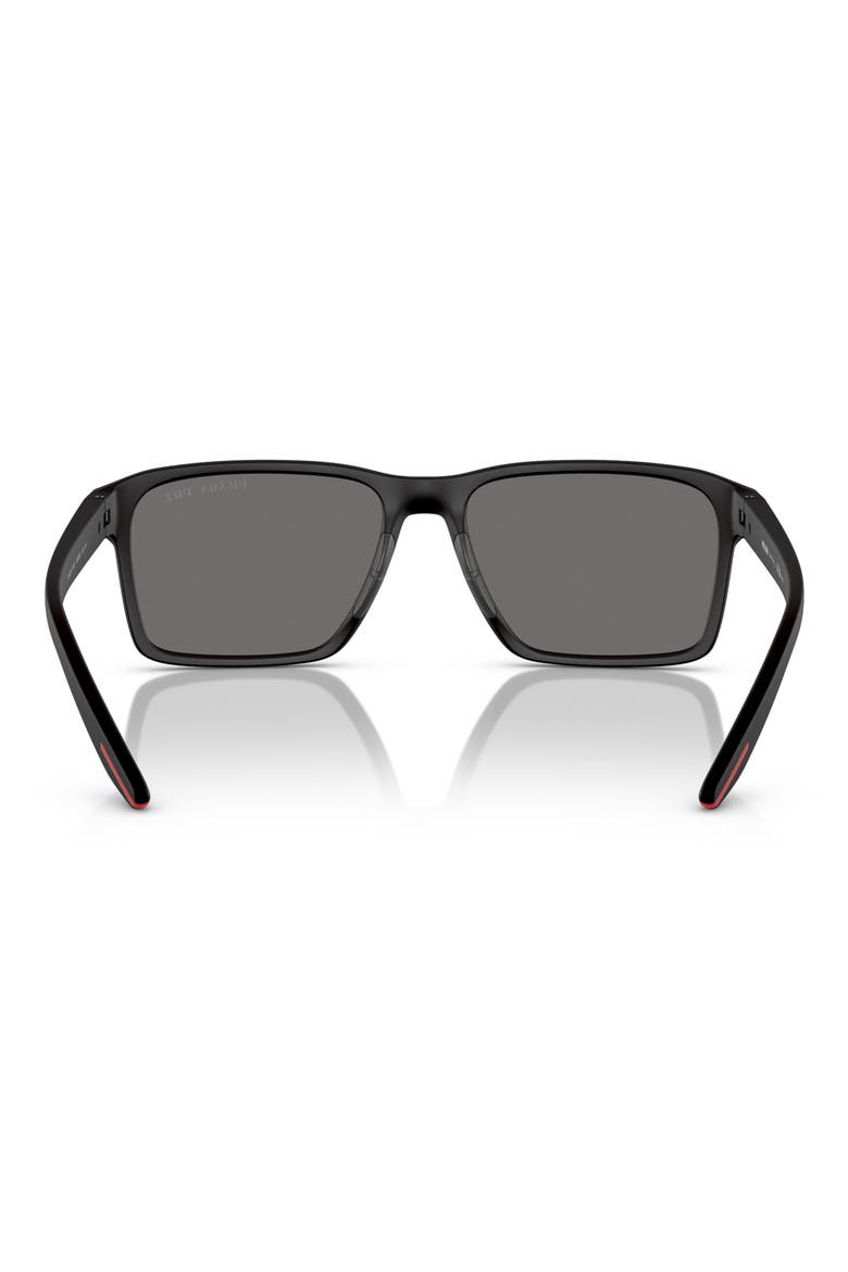 58mm Polarized Rectangular Sunglasses, Alternate, color, RUBBER BLACK