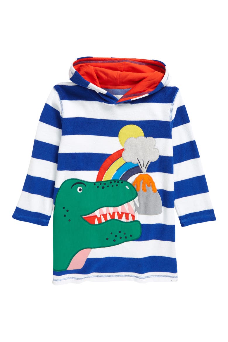 Kids' Terry Throw-On Cover-Up, Main, color, BRILLIANT BLUE/ WHITE DINO