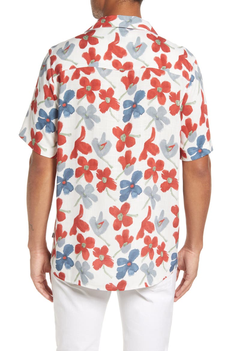 Men's Didcot Floral Print Short Sleeve Button-Up Shirt, Alternate, color, WHITE/ RED / BLUE