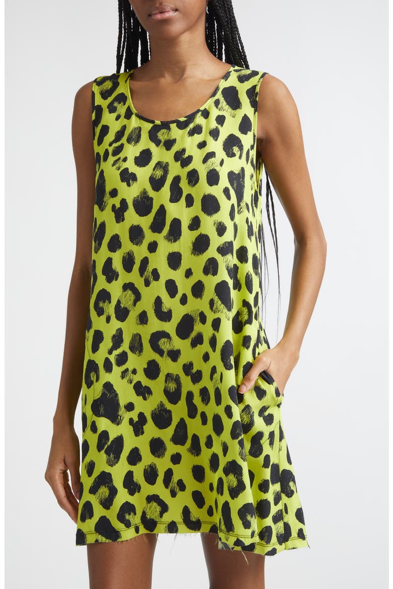 Sleeveless Cheetah Print Cupro Mini Slipdress, Alternate, color, YELLOW CHEETAH PRINT