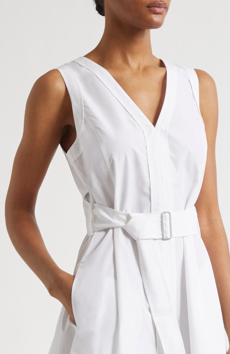 3.1 Phillip Lim Sleeveless Belted Cotton Blend Midi Dress, Alternate, color, White