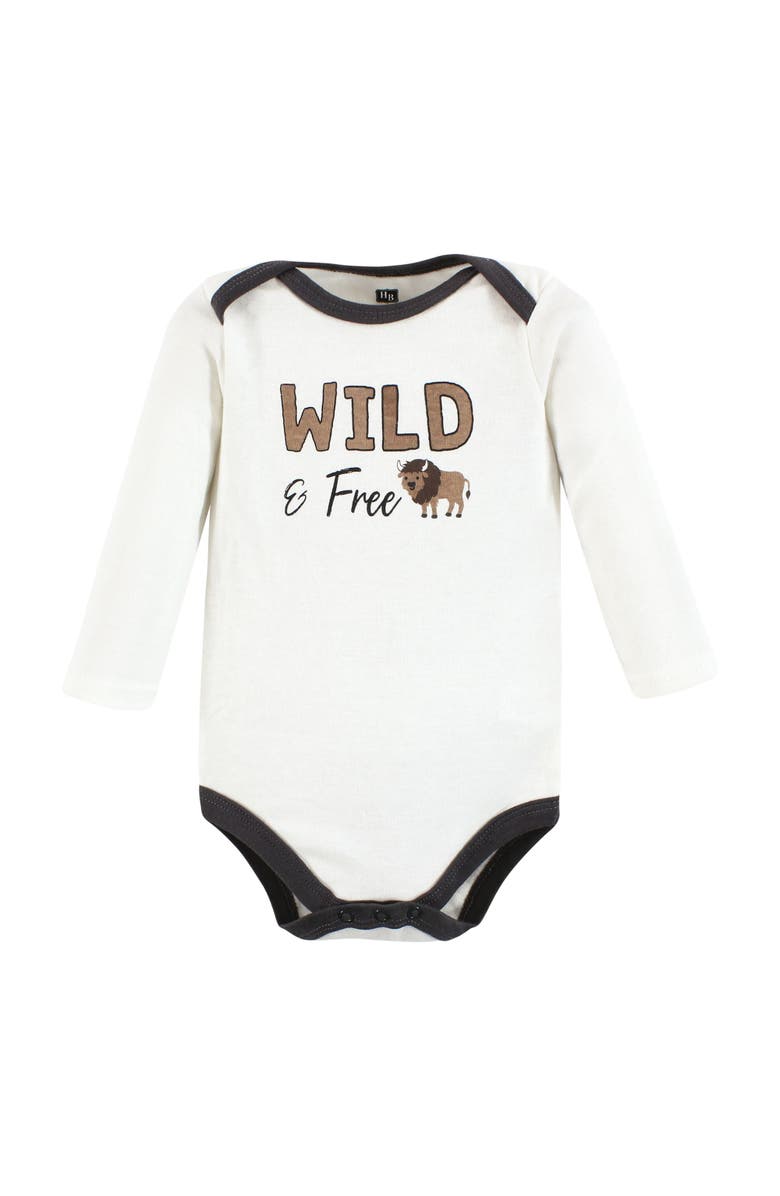 Hudson Baby Long-Sleeve Cotton Bodysuit Collection 7-Piece Set, Alternate, color, Wild Buffalo 7-Pack