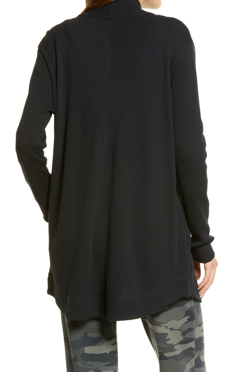 Splendid Waffle Open Cardigan, Alternate, color, Black