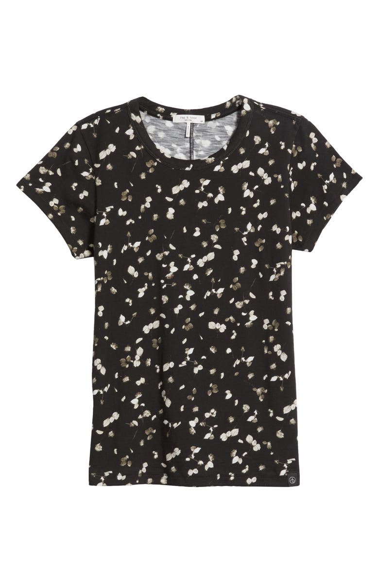 rag & bone Rose Print Cotton T-Shirt, Alternate, color, Blackmult