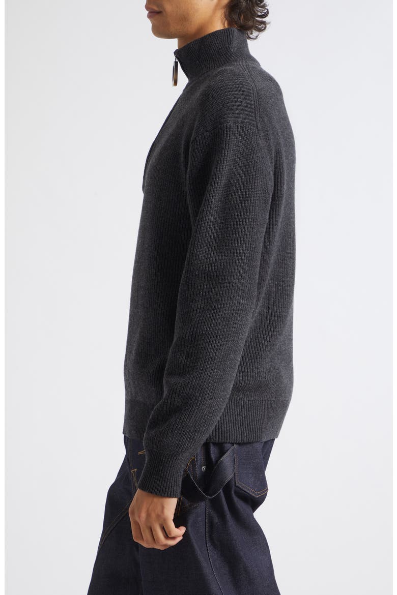 Ribbed Half Zip Sweater, Alternate, color, STEEL
