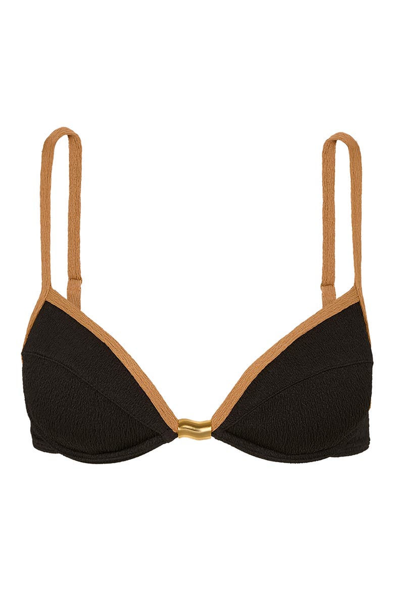Firenze Lily Lais Bikini Top, Alternate, color, BLACK