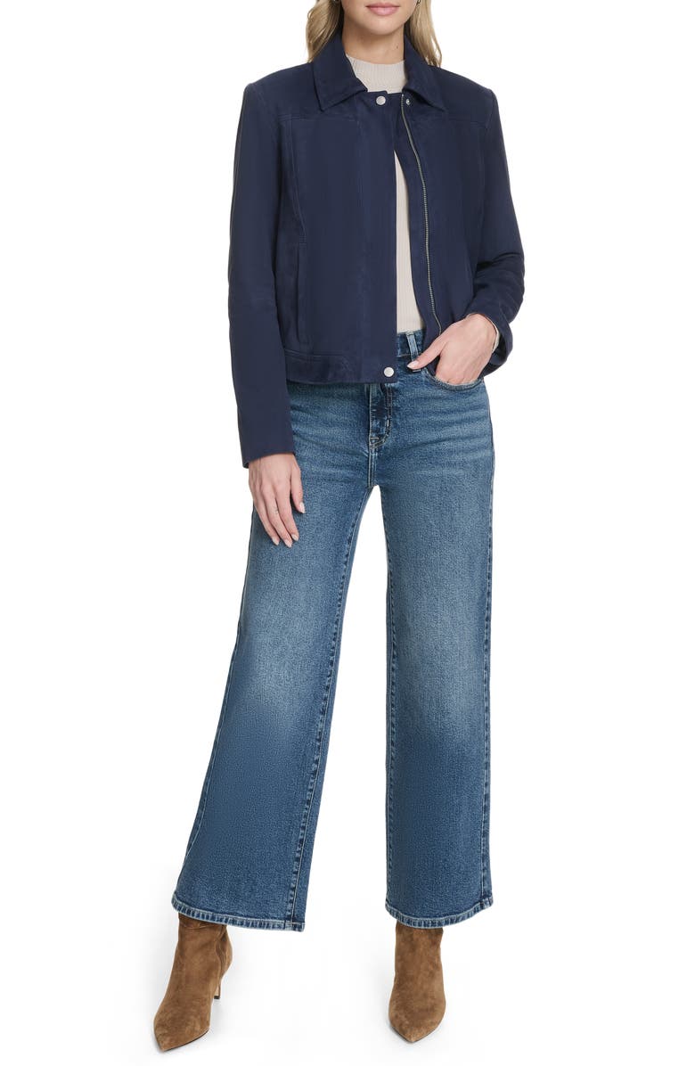 Cole Haan Suede Jacket, Alternate, color, Navy