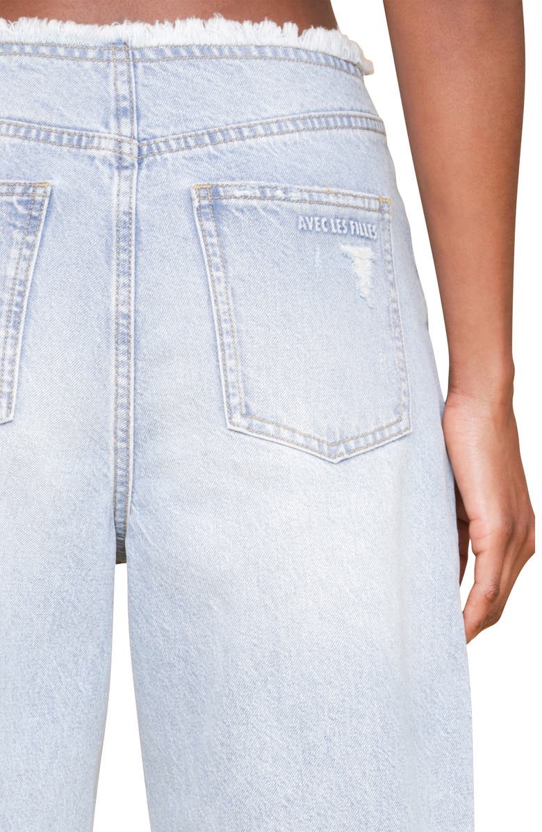 Avec Les Filles Raw Waist Denim Shorts, Alternate, color, Voyageurs Wash