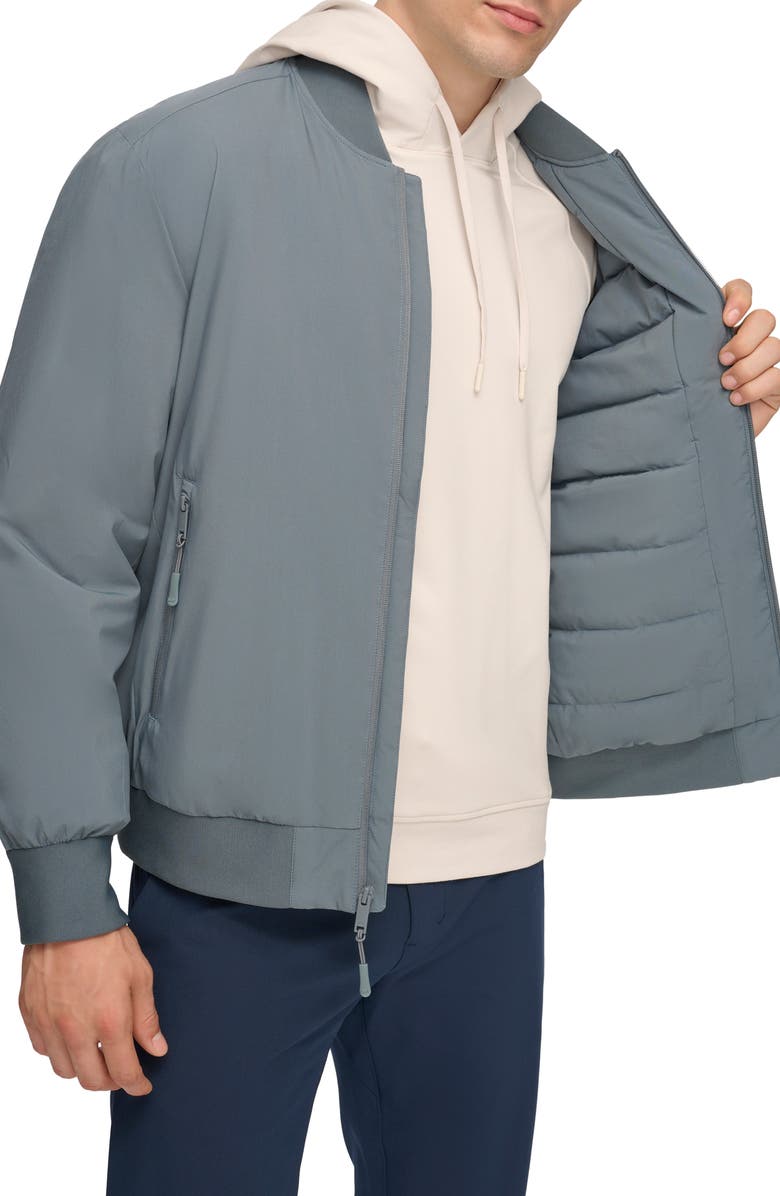 DKNY Stretch Bomber Jacket, Alternate, color, Blue Grey