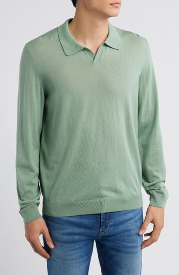 Shop Hugo Boss Boss Enord Long Sleeve Wool Polo Sweater