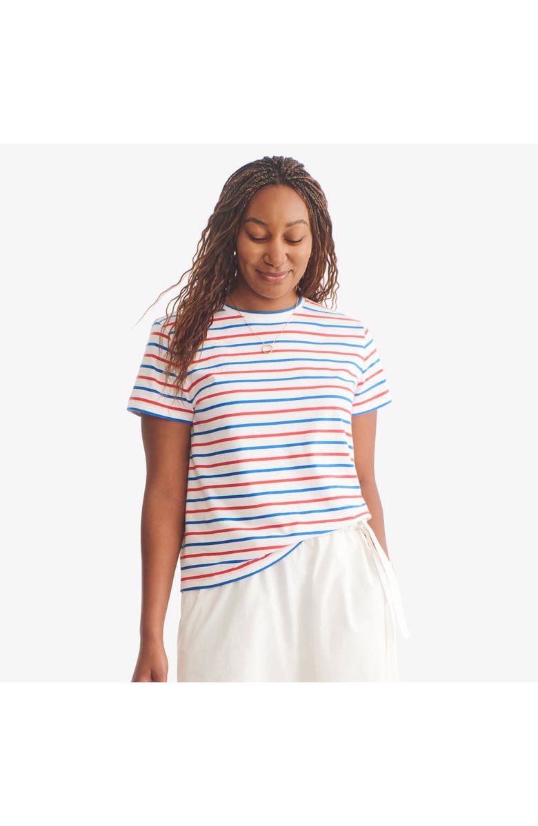 Primary Women's Fit Stripe Easy Tee In Blueberry, Alternate, color, Blueberry Strawberry Stripe