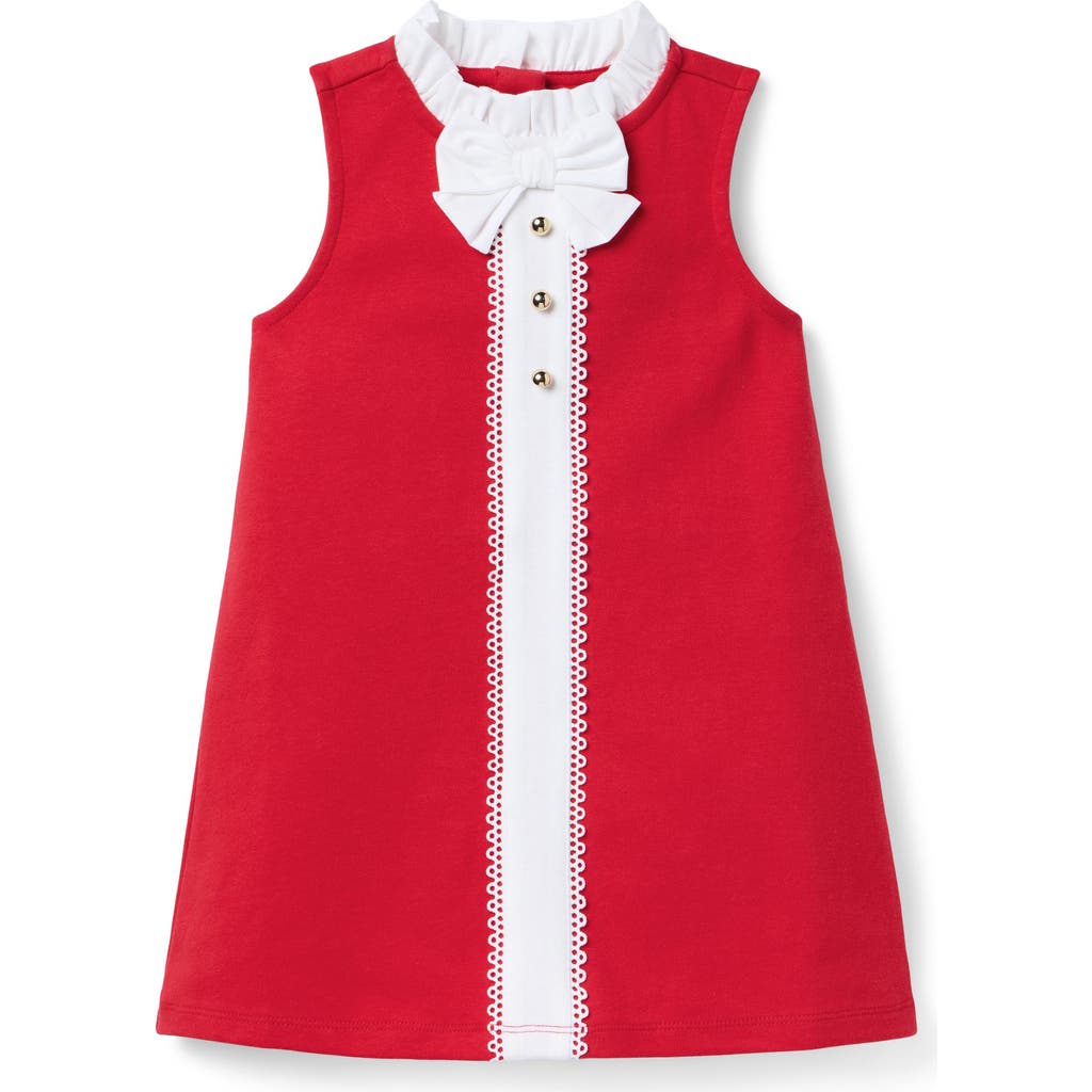 Janie And Jack Lace Trim Ponte Dress In Red