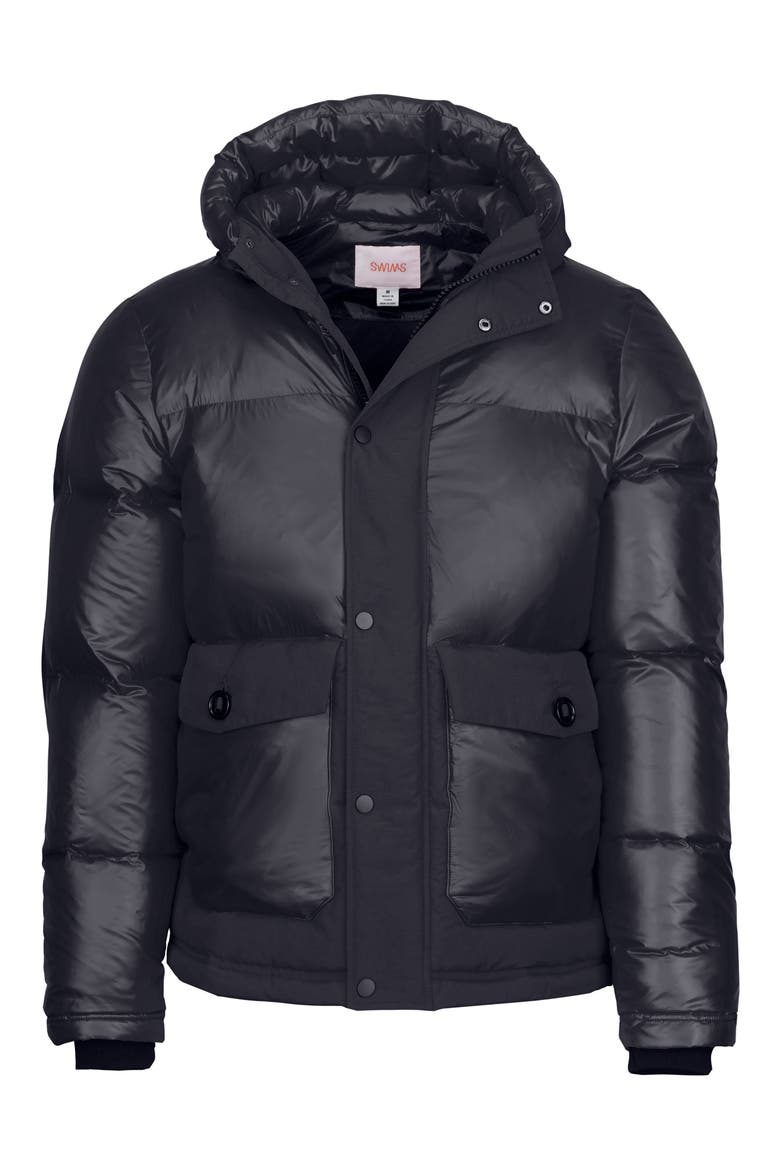 Lykke Down Hoodie Jacket, Alternate, color, BLACK