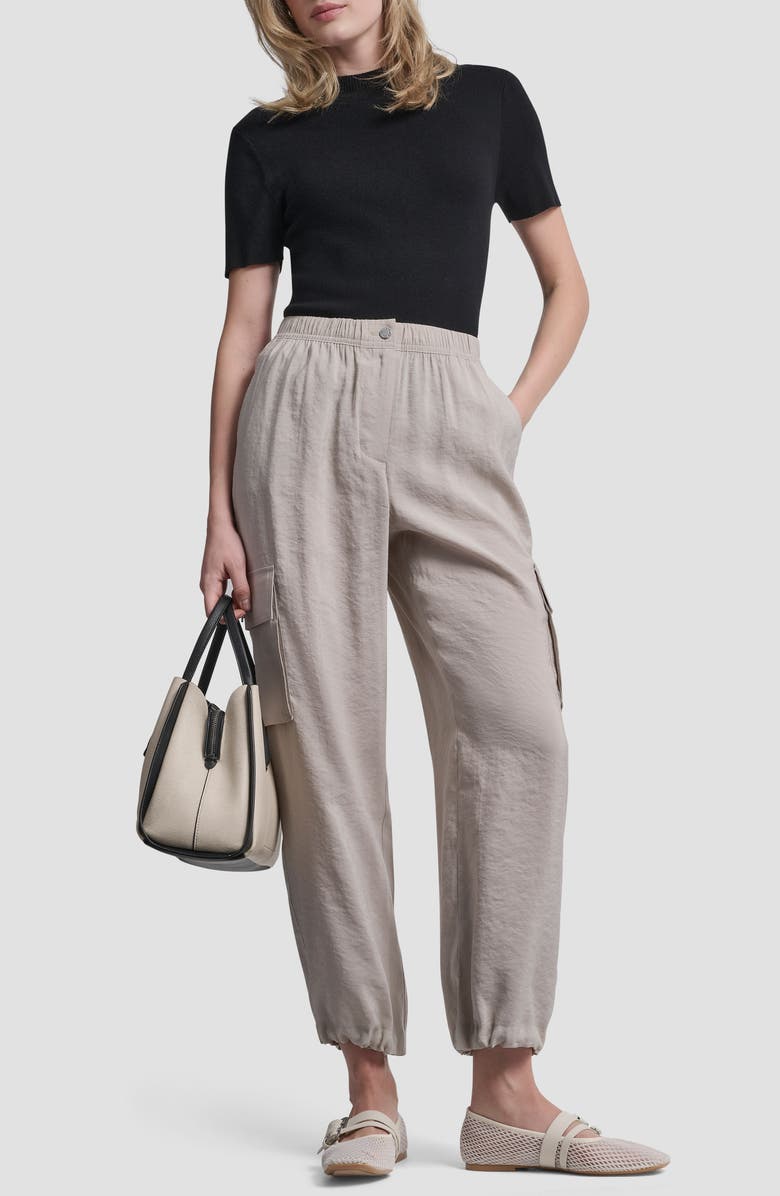 DKNY Sueded Fuji Cargo Pants, Alternate, color, Pebble