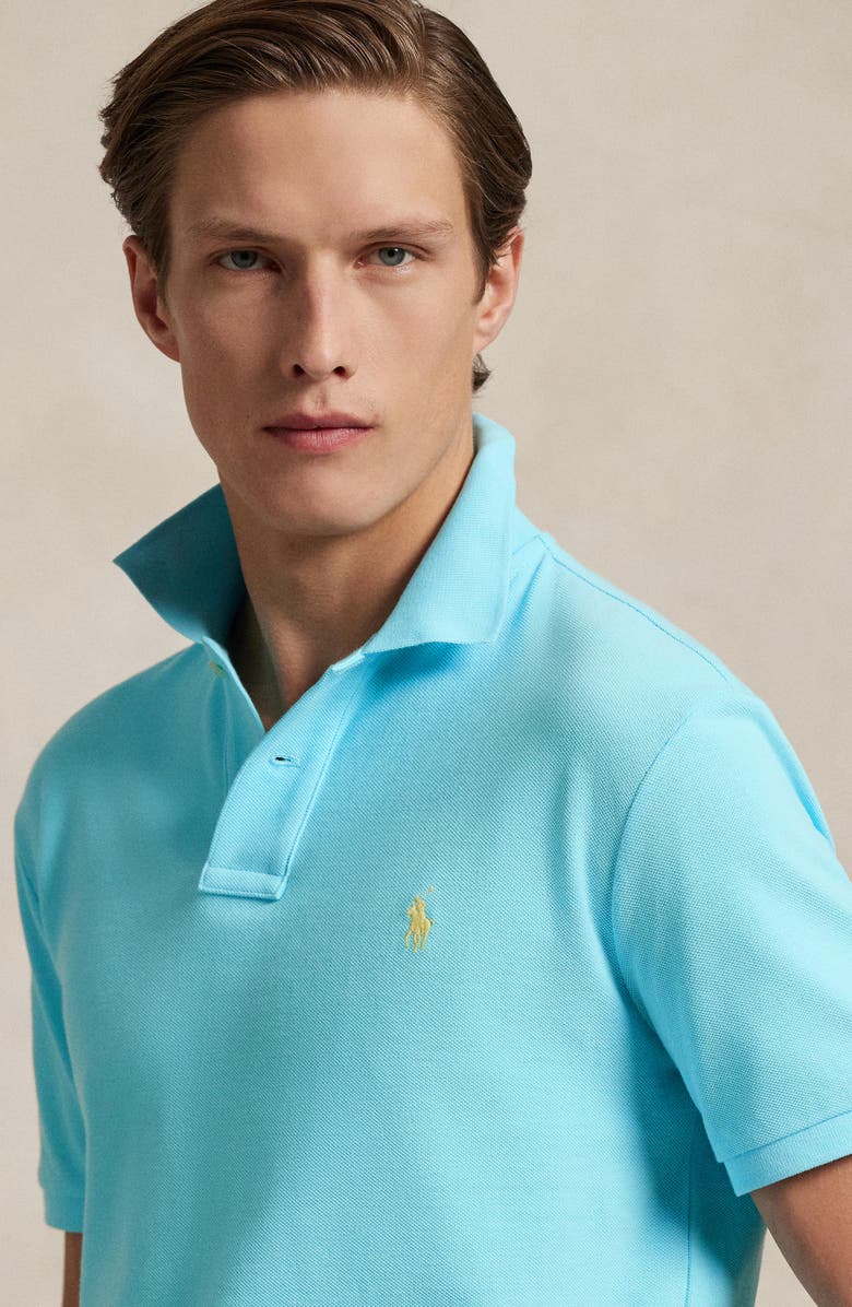 Polo Ralph Lauren The Iconic Solid Aqua Cotton Piqué Polo, Alternate, color, 