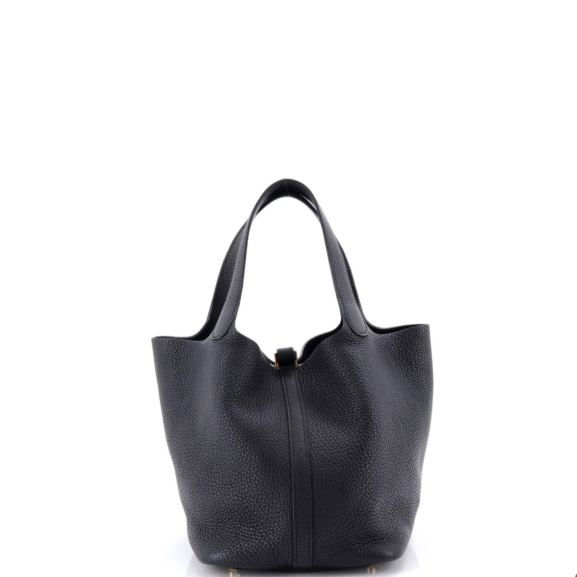 Pre-Owned Hermes Picotin Lock Bag Clemence MM, Alternate, color, Noir