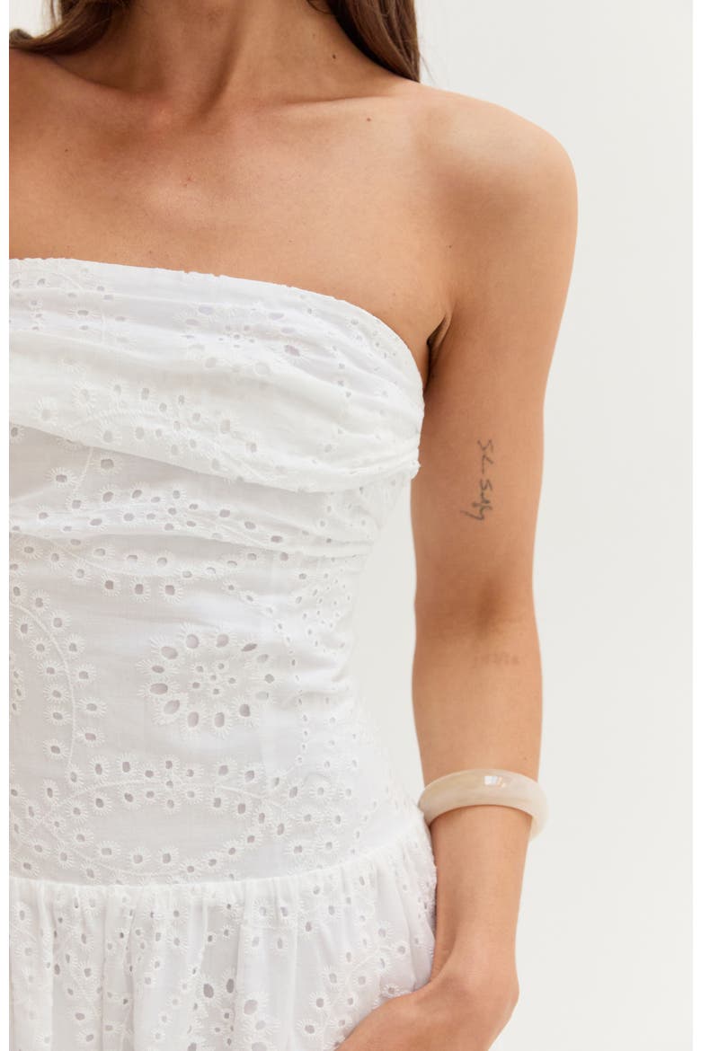 Cotton Eyelet Tube Midi Dress, Alternate, color, White