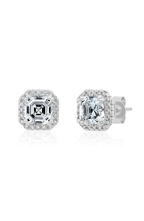 Asscher-Cut Cubic Zirconia Stud Earrings