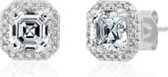 Crislu Asscher-Cut Cubic Zirconia Stud Earrings
