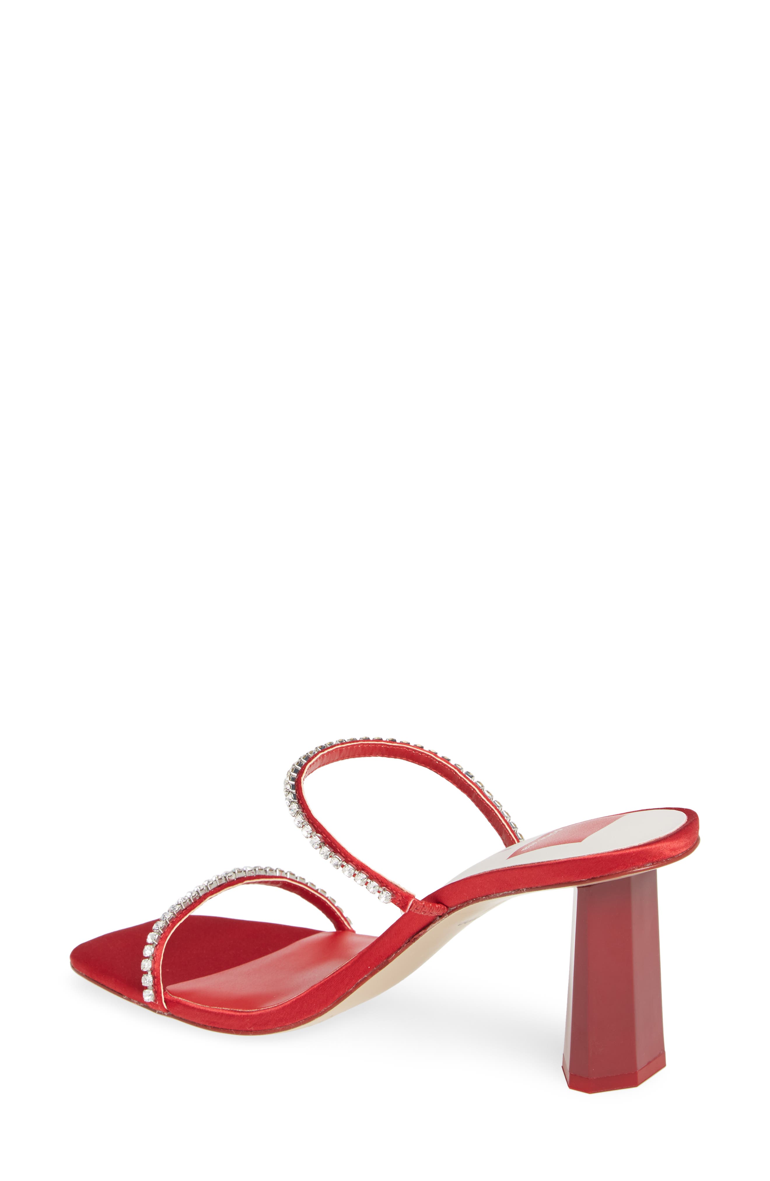 Naylin Crystal Embellished Slide Sandal, Alternate, color, RED SATIN