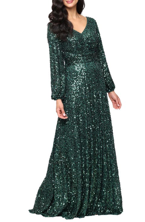 Sequin Long Sleeve Gown