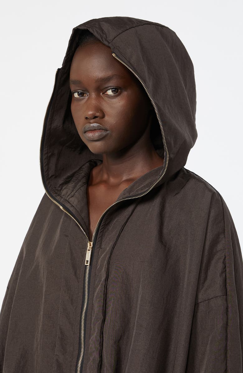 SPORTMAX Water Repellent Oversize Hooded Rain Jacket, Alternate, color, Dark Brown