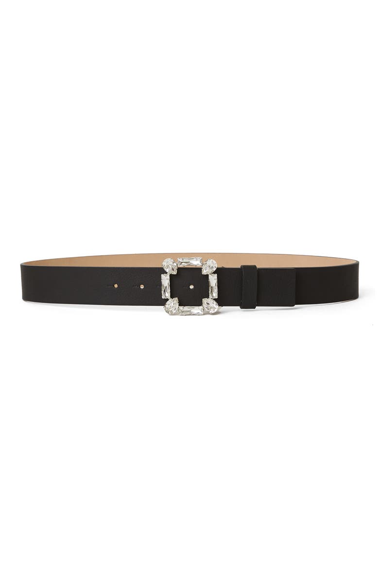 Esma Rhinestone Buckle Belt, Main, color, BLACK SILVER
