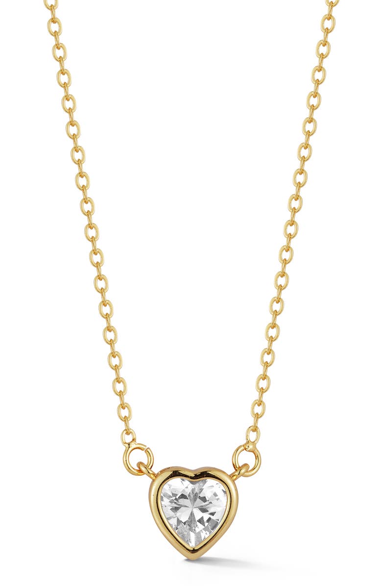 GLAZE JEWELRY Crystal Heart Pendant Necklace, Main, color, Gold