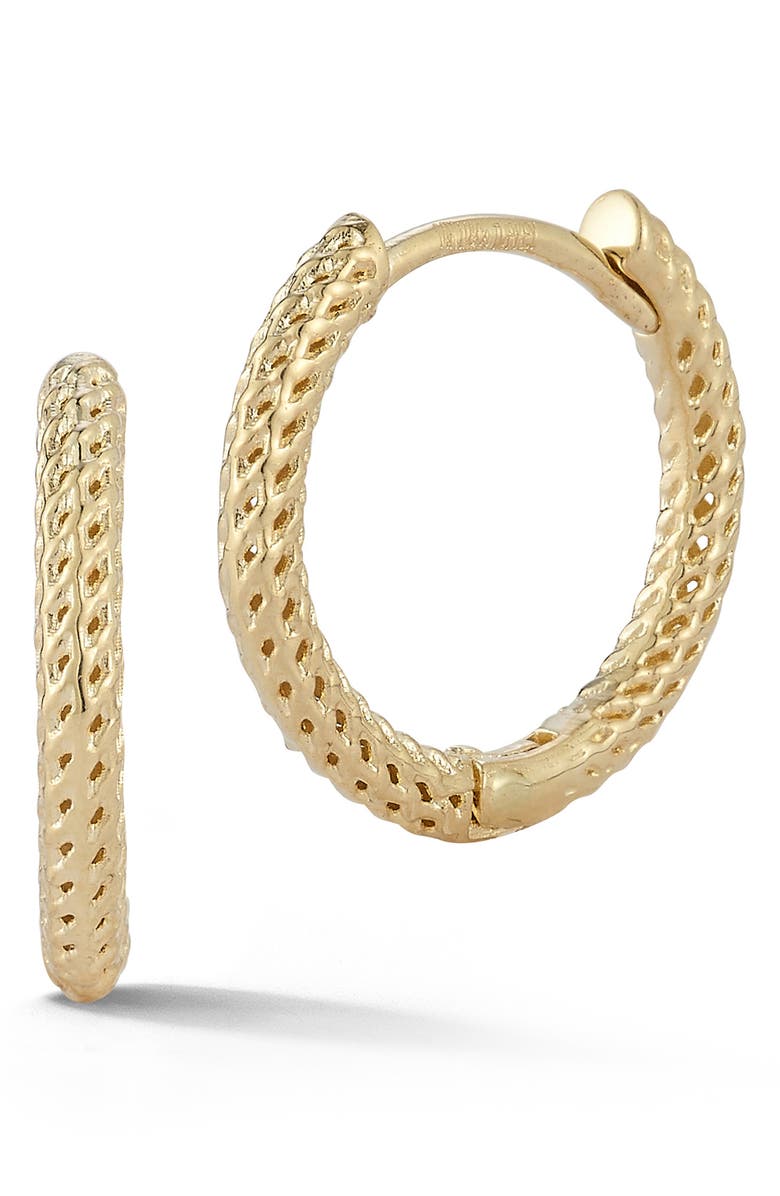 Ember Fine Jewelry 14K Gold Thin Mesh Hoop Earrings, Main, color, Gold