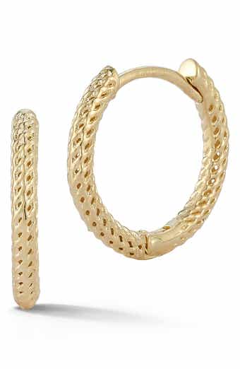Ember Fine Jewelry 14K Gold Thin Mesh Hoop Earrings