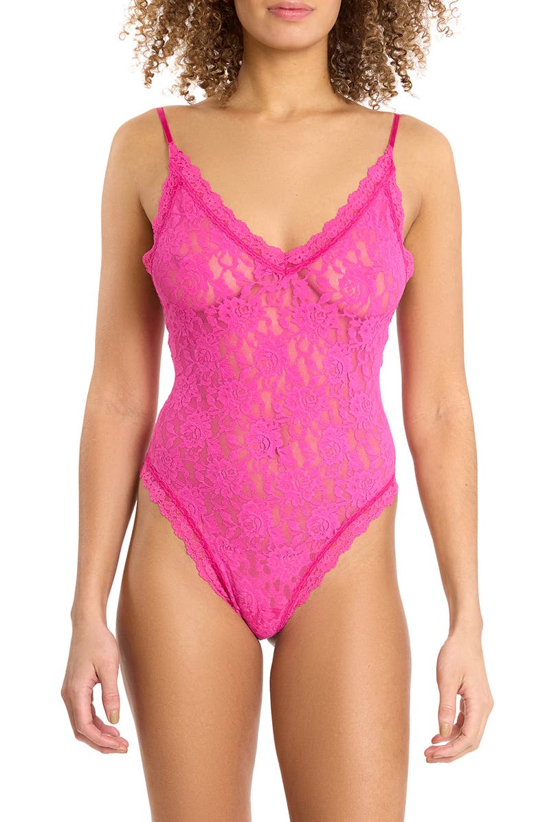 Hanky Panky Signature Lace Thong Bodysuit, Alternate, color, Marmalade