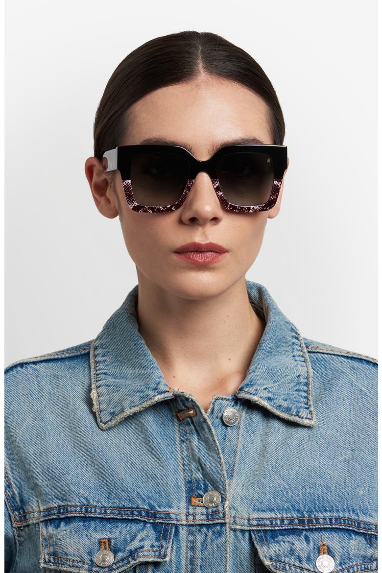 51mm Gradient Square Sunglasses, Alternate, color, BLACK BLACK WHITE